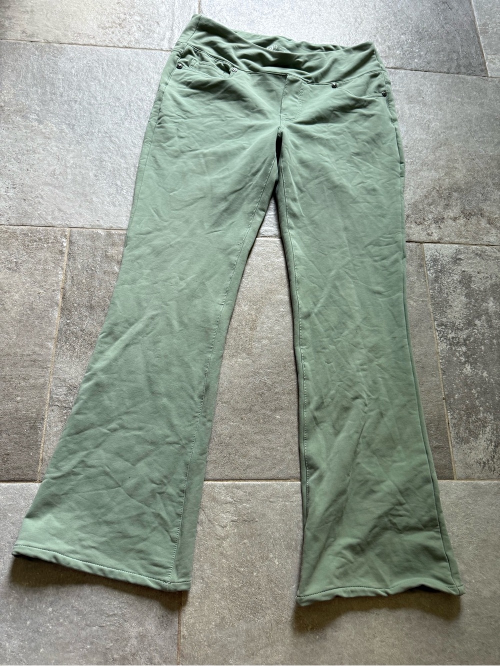 DG2 by Diane Gilman Olive Green Flare Stretch Jeans